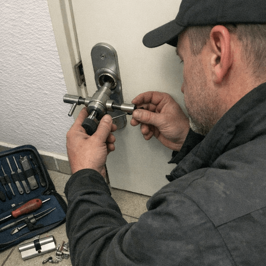 Fachgerechter Austausch eines defekten Schließzylinders mit professionellem Werkzeug